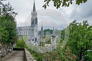 A panorama to the Basilica of the Virgin Mary of Rosaire, Lourdes. photo