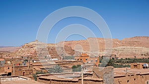 Panorama to the Berber clay village Ait Ben Haddou .