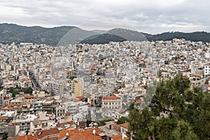 Panorama to old town of city of Kavala, East Macedonia and Thrace, Greece