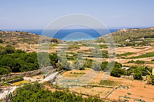 Panorama to Ramla beach on the island of Gozo in Malta