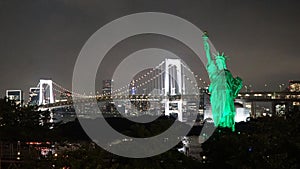 Panorama of Tokyo With Statue of Liberty, Japan