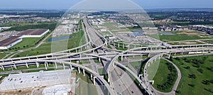 Panoramic vertical view Katy freeway Interstate 10 with clear bl