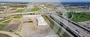 Panoramic vertical view Katy freeway Interstate 10 with clear bl