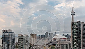 Panorama of Toronto over Gardiner Expressway