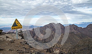 Panorama from Toubkal, ridges and highest peaks of High Atlas mountain in Morocco