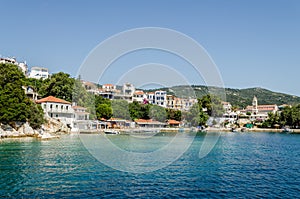 Panorama of the tourist island of Skiathos in Greece