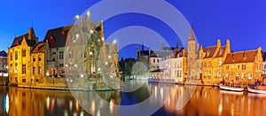 Panorama with tower Belfort in Bruges, Belgium