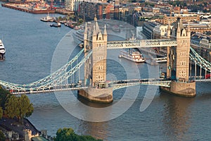 Panorama of Tower Bridge in London - river Thames