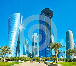 Towering skyscrapers of West Bay, Doha, Qatar photo