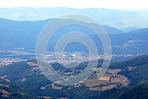 Panorama of the town of Bajina Basta in Western Serbia photo