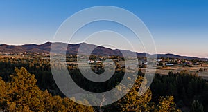 Panorama of the town of Truchas, New Mexico at sunset photo