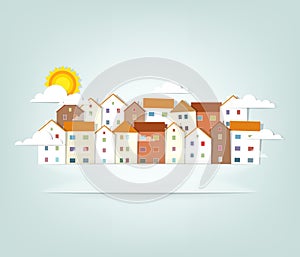 Panorama town. vector banner