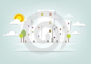 Panorama town. vector banner