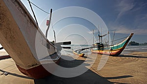 Traditional fishing boat on Sri Lanky, Ceylon, Asia