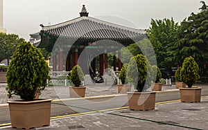 Panorama of the traditional korean Bell Pavilion with cloche in the Yongdusan Park. Busan, South Korea, Asia