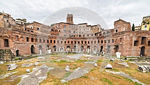 Panorama of the Trajan's Market in Rome, Italy