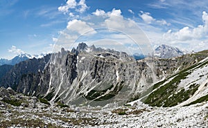 Panorama of Tre Cime Drei Zinnen natural park, Italy