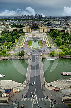 Panorama of the Trocadero from Eiffel Tower, Paris, France