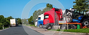 Panorama trucks at a rest area in Germany