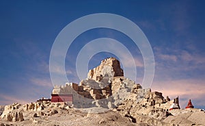 Panorama of Tsaparang in Guge Kingdom, Tibet