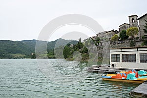 Panorama on the Turano lake, in Lazio, Italy photo