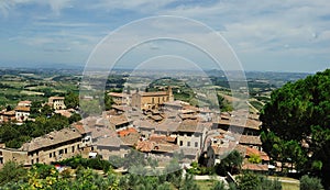 Panorama of Tuscany and the roofs of San Gimignano