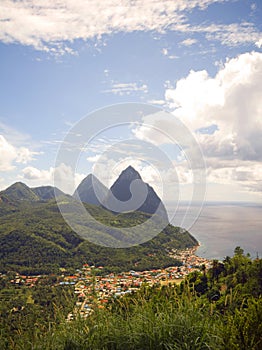 Panorama twin Pitons Soufriere St. Lucia