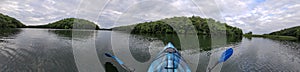 Panorama of twin valley lake at governor dodge state park facing away from the dam