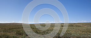 Panorama of Tyva Steppe. A wide view of the sky