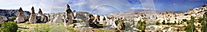 Panorama of the Uchisar valley and the city of Goreme.