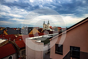 Panorama of Uherske Hradiste, roofs and church