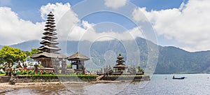 Panorama of the Ulun Danu temple on Bali