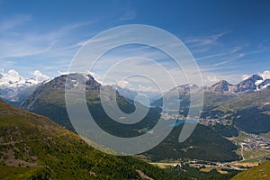 Panorama of the Upper Engadine from Muottas Muragl