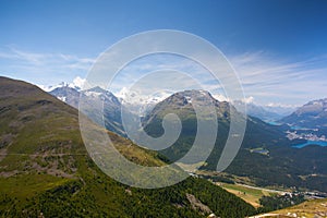 Panorama of the Upper Engadine from Muottas Muragl