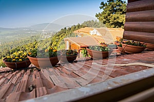 Panorama of the Upper Galilee from guesthouseboarding house or zimmer at the tops of the hills surrounding Lake Kinneret