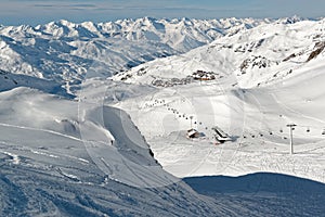 Panorama on Val Thorens from the Thorens Glacier