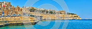 Panorama of Valletta fortifications from Grand Harbour, Malta