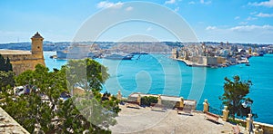 Panorama of Valletta Grand Harbour with St Peter and Paul Counterguard, Malta photo