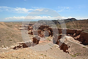 Panorama of the valley of the castles. Charyn National Park. Almaty region. Kazakhstan