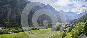 Panorama of the valley of Grossglockner mountains