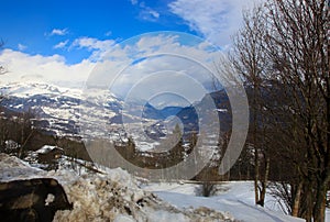 A panorama of the valley of the Les Houches near Chamonix, Haute Savoy, France photo