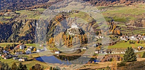 Panorama of the valley with the Tarasp Castle