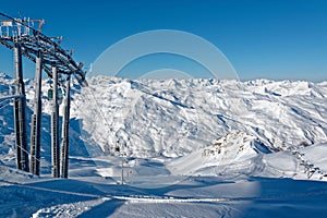 Panorama on the Valley from the top of Les BruyÃ¨res in les Menuires