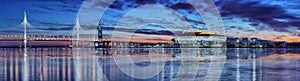 Panorama of Vantovy Bridge, stadium Zenit Arena in St. Petersburg