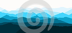 Panorama vector illustration of mountain ridges