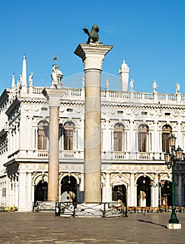 Panorama of Venice columns on the Piazzetta of St. Mark