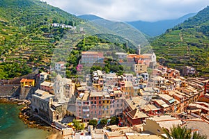 Panorama of Vernazza, Cinque Terre, Liguria, Italy