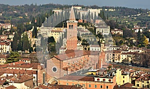 Panorama of Verona with Sant'Anastasia gothic church and Saint P