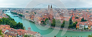 Panorama of Verona skyline at night, Italy