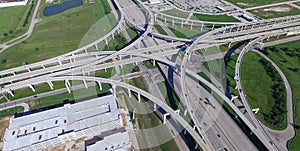 Panoramic vertical view Katy freeway Interstate 10 stack interchange